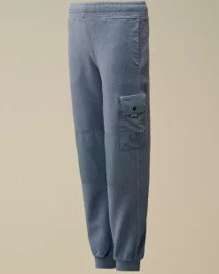 Clothing 10-14<C.P. Company U16 Diagonal Fleece Mixed Cargo Sweatpants Flint Stone – Blue