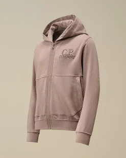 Clothing 10-14<C.P. Company U16 Diagonal Fleece Zipped Hooded Sweatshirt Purple Dove