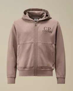Clothing 10-14<C.P. Company U16 Diagonal Fleece Zipped Hooded Sweatshirt Purple Dove