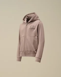 Clothing 4-8<C.P. Company U16 Diagonal Fleece Zipped Hooded Sweatshirt Purple Dove