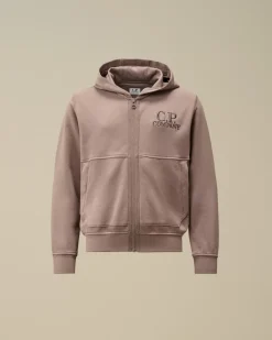 Clothing 4-8<C.P. Company U16 Diagonal Fleece Zipped Hooded Sweatshirt Purple Dove