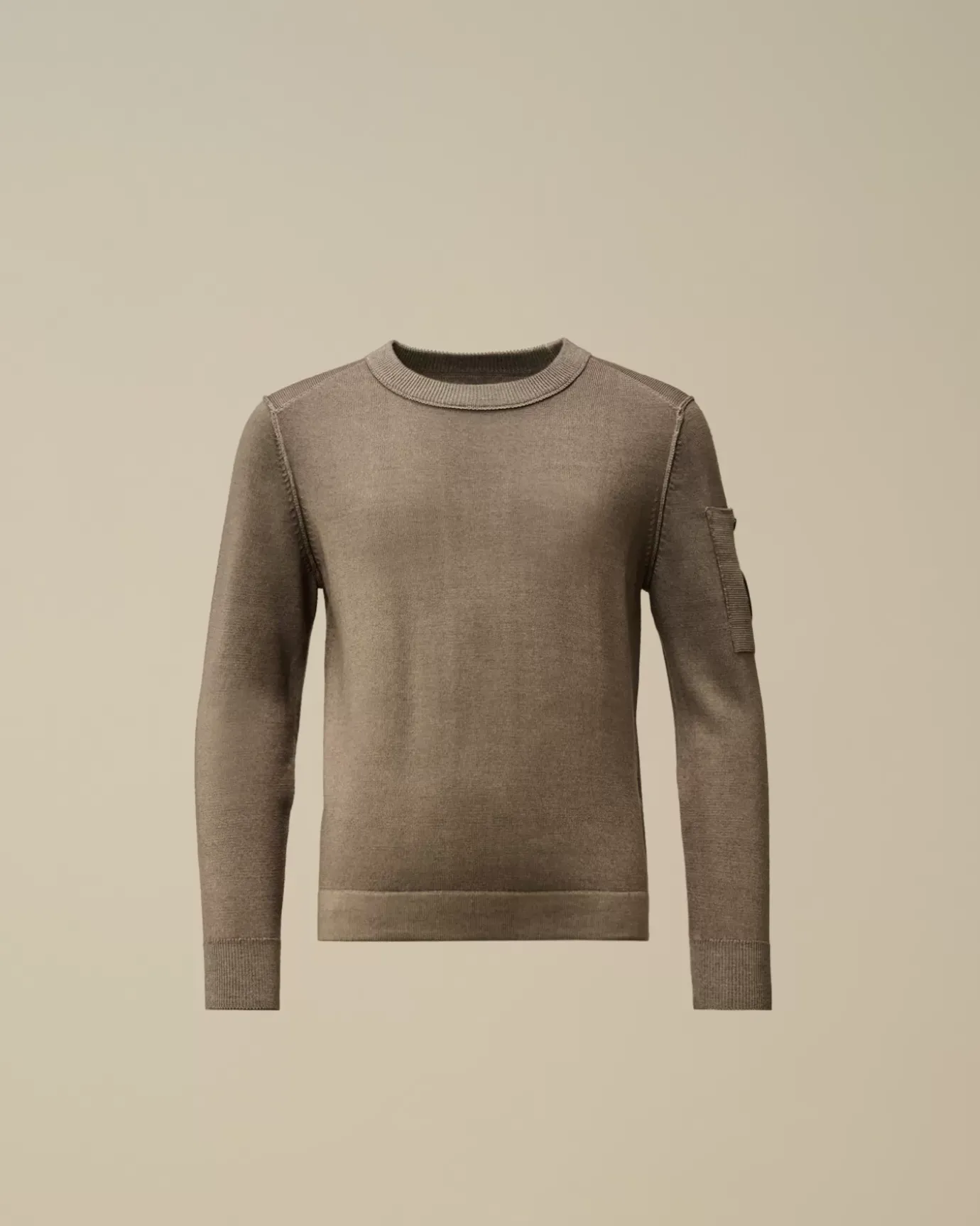 Clothing 4-8<C.P. Company U16 Fast Dyed Merino Wool 12 Gauge Crew Neck Knit Walnut – Beige