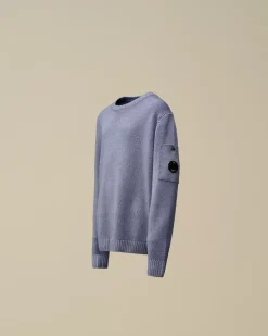 Clothing 4-8<C.P. Company U16 Fast Dyed Merino Wool 7 Gauge Crew Neck Knit Flint Stone – Blue
