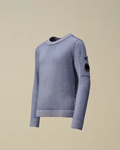 Clothing 10-14<C.P. Company U16 Fast Dyed Merino Wool 12 Gauge Crew Neck Knit Flint Stone – Blue