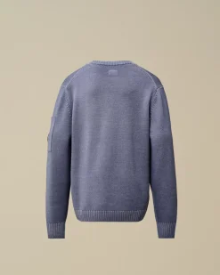 Clothing 10-14<C.P. Company U16 Fast Dyed Merino Wool 7 Gauge Crew Neck Knit Flint Stone – Blue
