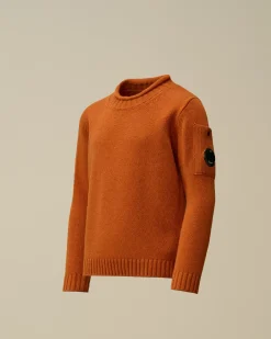 Clothing 10-14<C.P. Company U16 Lambswool Lens Crew Neck Knit Bombay Brown