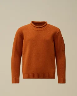 Clothing 10-14<C.P. Company U16 Lambswool Lens Crew Neck Knit Bombay Brown