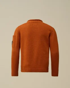 Clothing 10-14<C.P. Company U16 Lambswool Lens Crew Neck Knit Bombay Brown