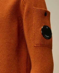 Clothing 10-14<C.P. Company U16 Lambswool Lens Crew Neck Knit Bombay Brown