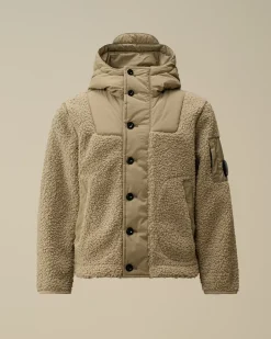 Clothing 10-14<C.P. Company U16 Polar Shell Buttoned Hooded Jacket Vintage Khaki – Beige