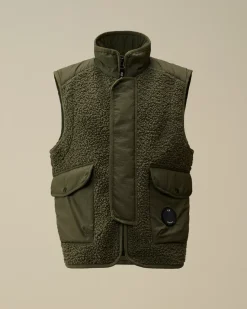 Clothing 10-14<C.P. Company U16 Polar Shell Zipped Lens Vest Grape Leaf – Green