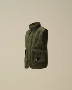 Clothing 4-8<C.P. Company U16 Polar Shell Zipped Lens Vest Grape Leaf – Green
