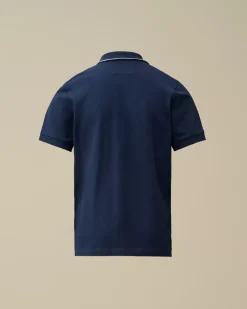 Clothing 10-14<C.P. Company U16 Stretch Piquet Striped Collar Polo Estate Blue