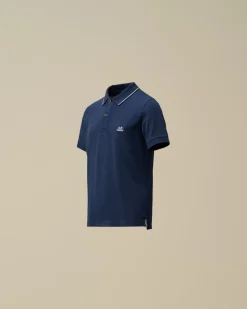 Clothing 2-3<C.P. Company U16 Stretch Piquet Striped Collar Polo Estate Blue