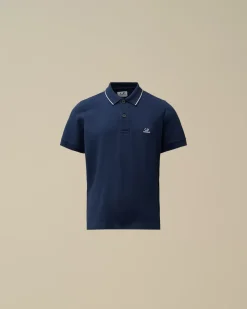 Clothing 2-3<C.P. Company U16 Stretch Piquet Striped Collar Polo Estate Blue