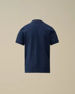Clothing 4-8<C.P. Company U16 Stretch Piquet Striped Collar Polo Estate Blue