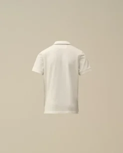 Clothing 2-3<C.P. Company U16 Stretch Piquet Striped Collar Polo Gauze White