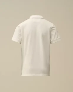 Clothing 10-14<C.P. Company U16 Stretch Piquet Striped Collar Polo Gauze White