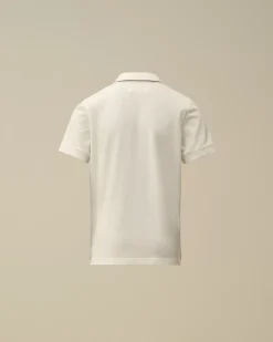 Clothing 4-8<C.P. Company U16 Stretch Piquet Striped Collar Polo Gauze White