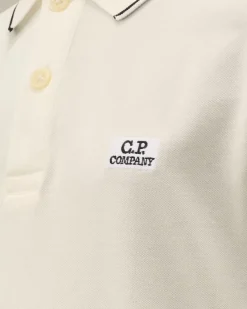 Clothing 4-8<C.P. Company U16 Stretch Piquet Striped Collar Polo Gauze White