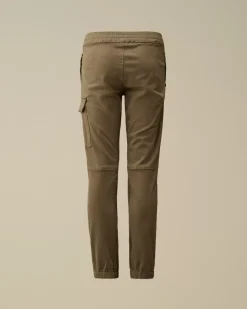 Clothing 4-8<C.P. Company U16 Stretch Sateen Logo Pants Walnut – Beige