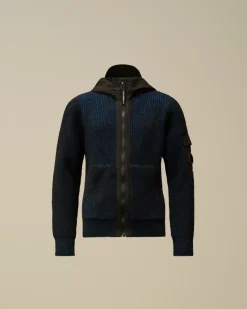 Clothing 4-8<C.P. Company U16 Vanisè Mixed Lens Hooded Knit Estate Blue