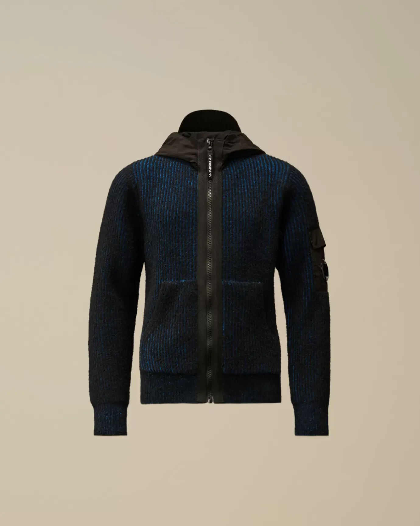 Clothing 4-8<C.P. Company U16 Vanisè Mixed Lens Hooded Knit Estate Blue