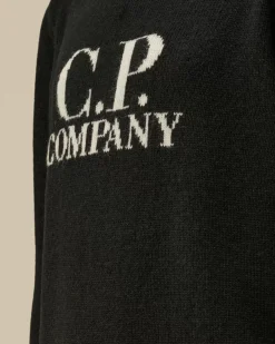 Clothing 4-8<C.P. Company U16 Wool Jacquard Goggle Crew Neck Knit Black