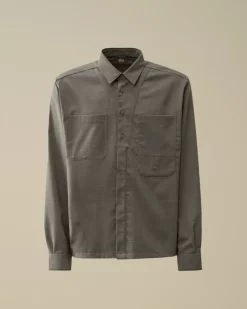 Shirt<C.P. Company Wool Gabardine Shirt Anthracite Melange – Grey