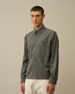 Shirt<C.P. Company Wool Gabardine Shirt Anthracite Melange – Grey