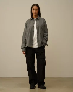 Shirt<C.P. Company Wool Gabardine Shirt Anthracite Melange – Grey