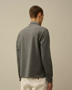Shirt<C.P. Company Wool Gabardine Shirt Anthracite Melange – Grey