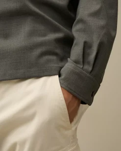 Shirt<C.P. Company Wool Gabardine Shirt Anthracite Melange – Grey