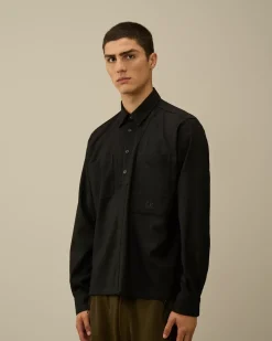 Shirt<C.P. Company Wool Gabardine Shirt Black