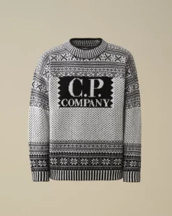 Jumpers<C.P. Company Wool Jacquard Logo Knit Var.01 – White