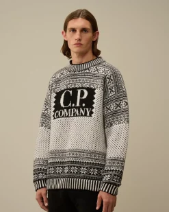 Jumpers<C.P. Company Wool Jacquard Logo Knit Var.01 – White