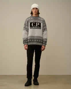 Jumpers<C.P. Company Wool Jacquard Logo Knit Var.01 – White