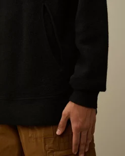 Sweatshirts<C.P. Company Wool Polar Fleece Hooded Sweatshirt Black